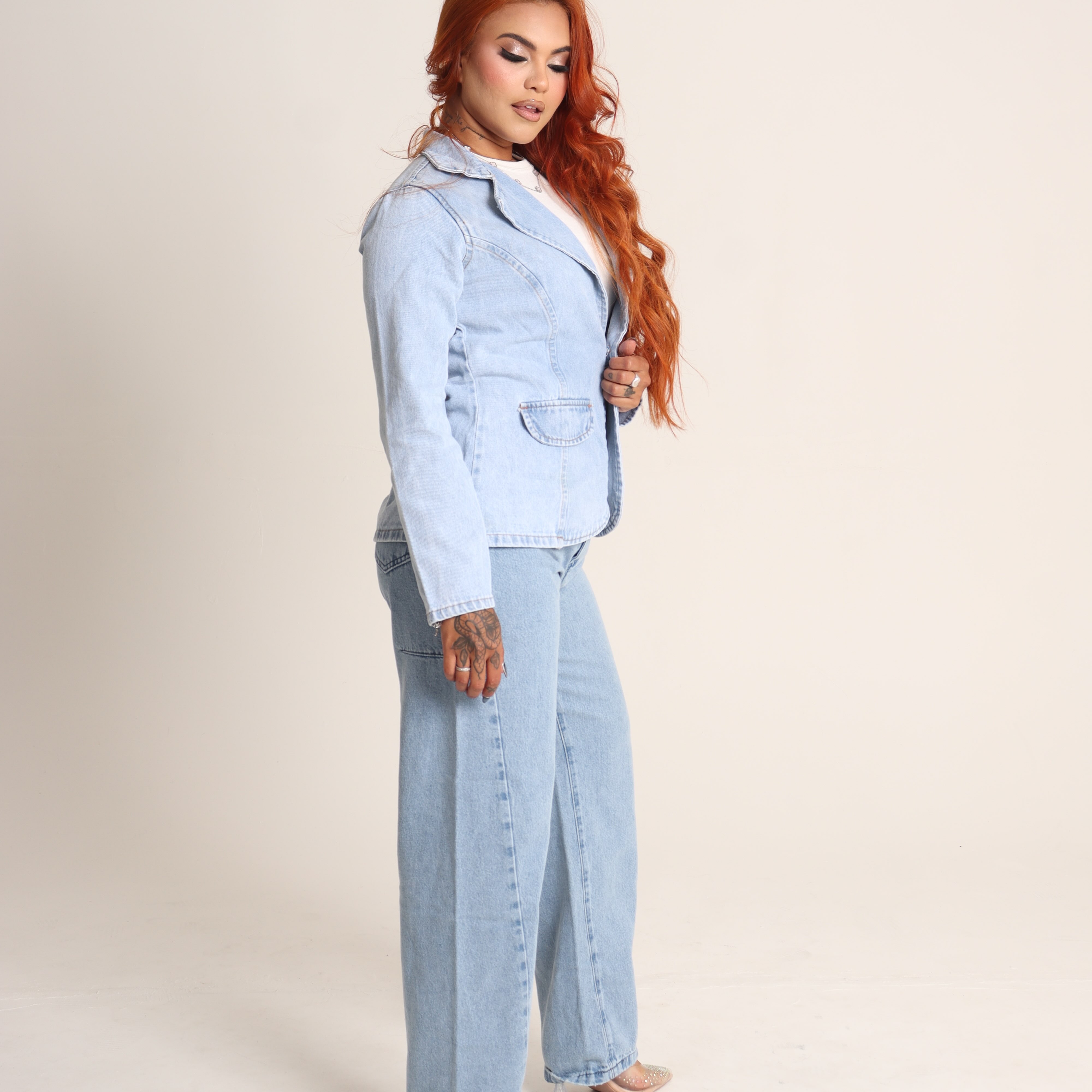 Blazer Jeans Claro Alfaiataria