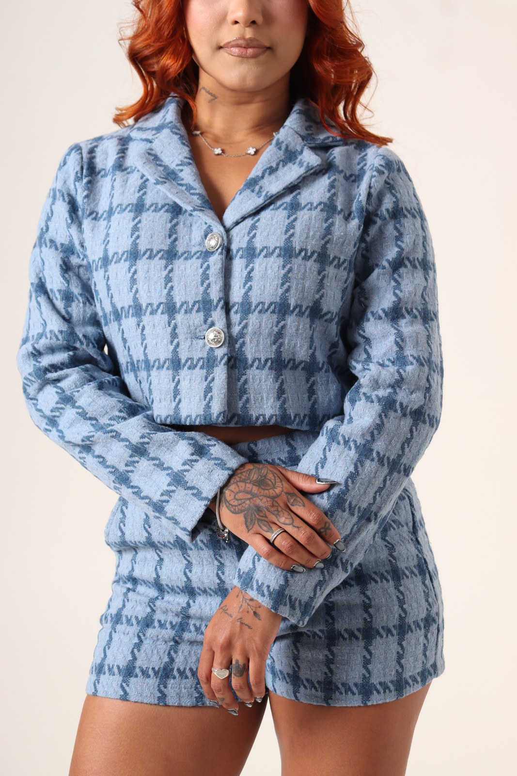 Conjunto Xadrez Azul Claro