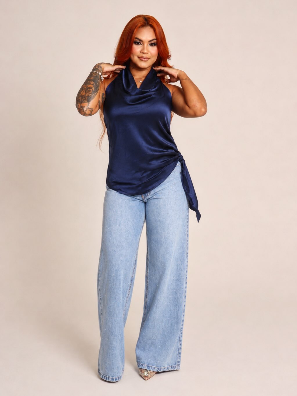 Calça Wide Leg Jeans Claro